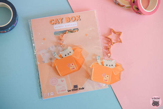 Kawaii Clear Keychain Cat Box