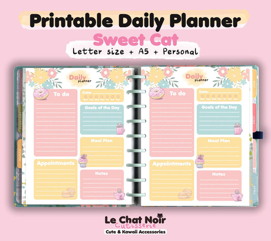 Cute Cat Daily Planner - Printable