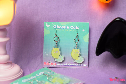 Kawaii Acrylic Earrings Ghostie Cats