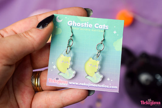 Kawaii Acrylic Earrings Ghostie Cats