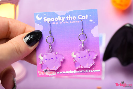 Kawaii Acrylic Earrings Spooky the Cat