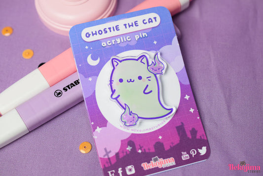 Acrylic Pin Cute Ghostie the Cat