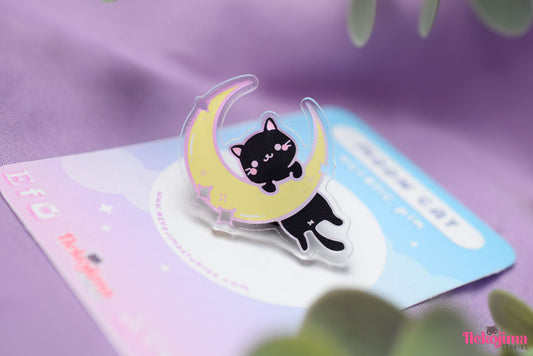 Acrylic Pin Cute Moon Cat