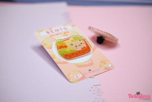 Acrylic Pin Cute Cat Bento Box