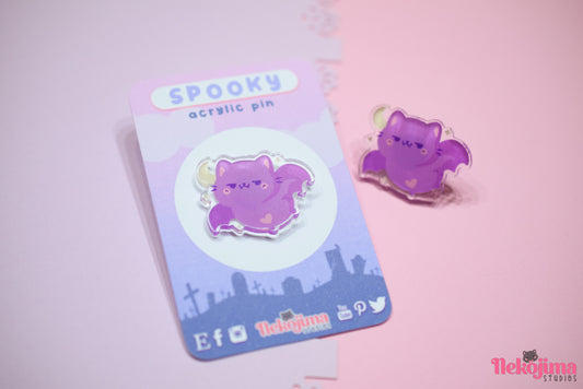 Acrylic Pin Cute Spooky the Cat
