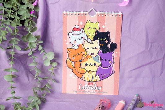2024 Cute Cat A5 Calendar