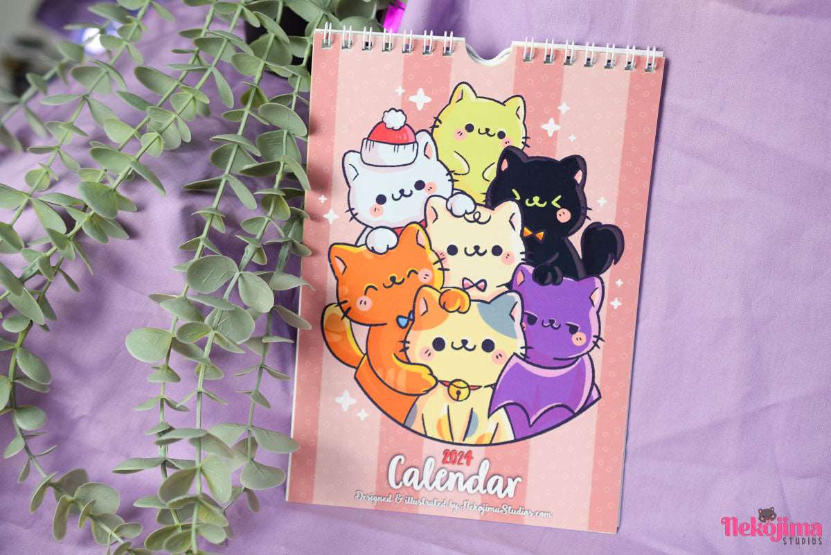 2024 Cute Cat A5 Calendar