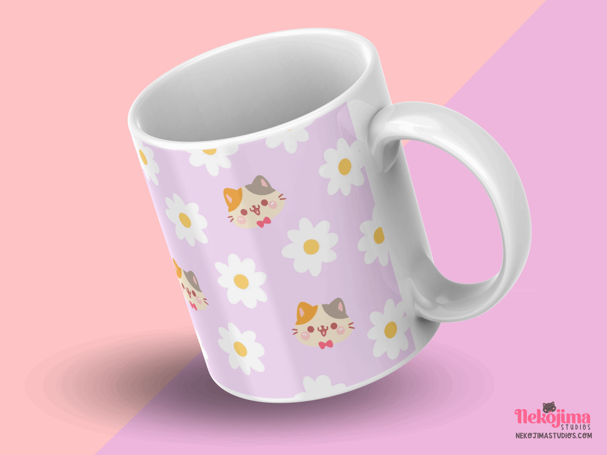 Cute Ceramic Mug Spring Cats