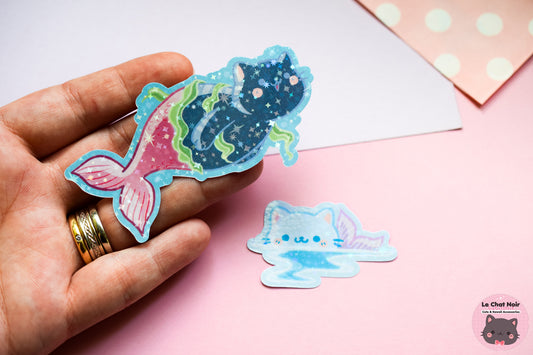 Mermaid Cats Holographic Sticker