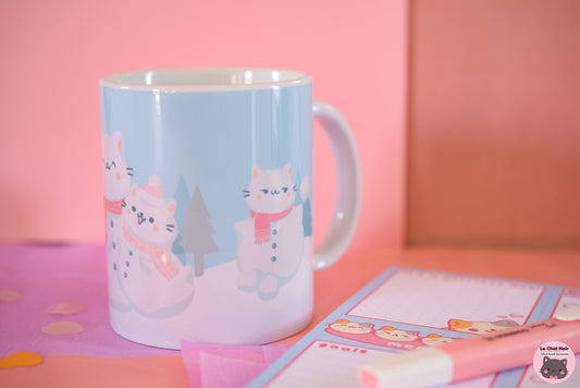 Cute Ceramic Mug Snowy Cats