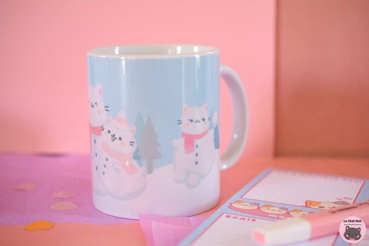 Cute Ceramic Mug Snowy Cats