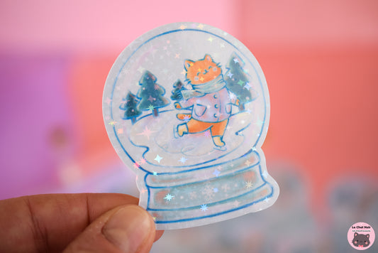 Snowy Cat Glitter Sticker