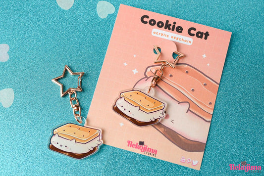 Kawaii Clear Keychain Cookie Cat