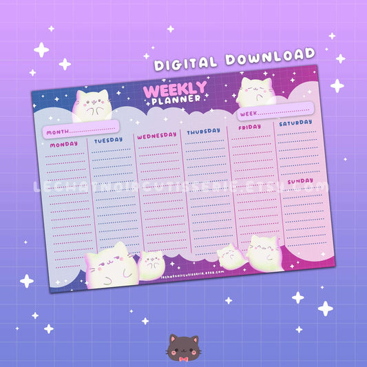 Bootiful Cats Weekly Planner - Printable