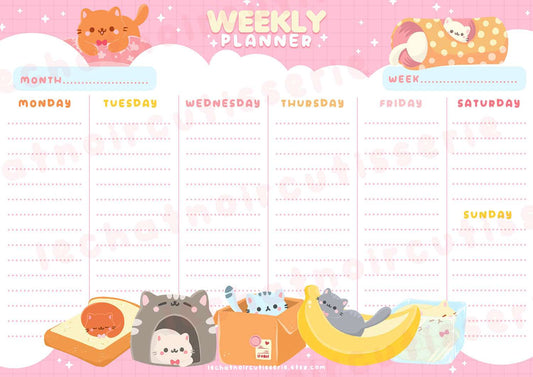 Cozy Cat Weekly Planner - Printable