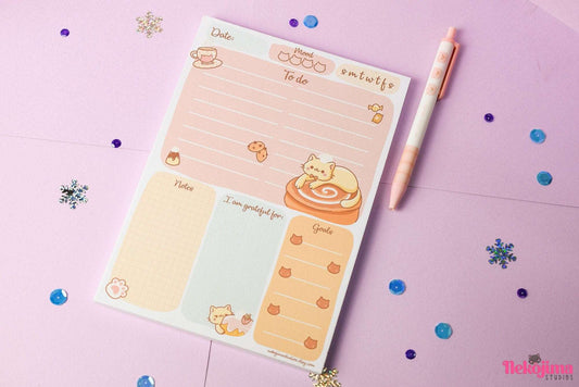 Cute Pasty the Cat A5 Daily Notepad