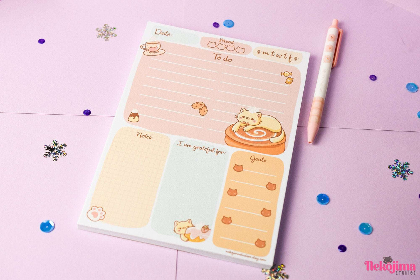 Cute Pasty the Cat A5 Daily Notepad