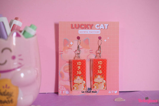 Kawaii Acrylic Earrings Bob the Lucky Cat