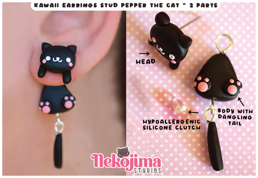 Kawaii Earrings Stud Pepper the Cat